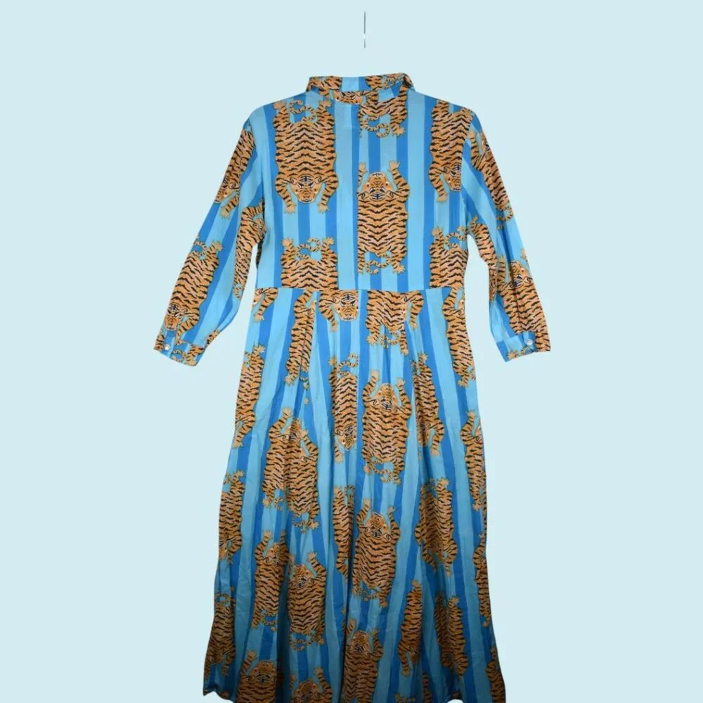 Blue and Brown Tiger Maxi Dress - Picture 15 of 15